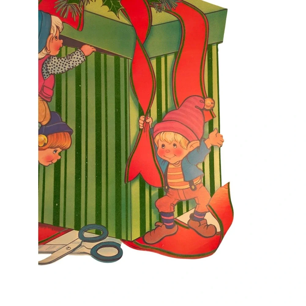 CLEARANCE! Christmas‎ Cutout Wall Decoratipn Gift Elf Scissors Holly Bow  Lot 2
